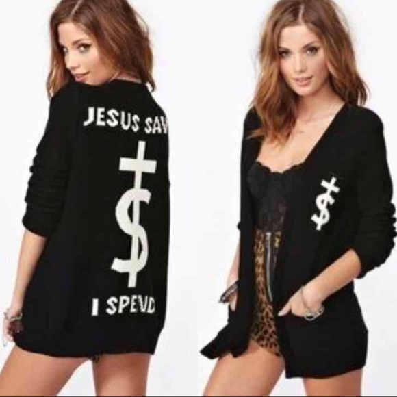 UNIF Sweaters - UNIF "Jesus Saves I Spend" Cardigan